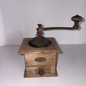 Vintage French Peugeot Freres Coffee Grinder Burr Mill Wooden French Country